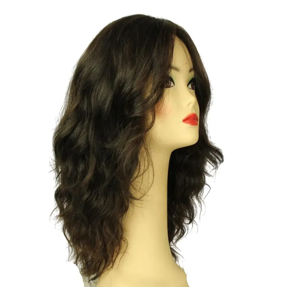 Freeda Wigs Mimi Deep Dark Brown With Red Highlights Multi-Directional Skin Top